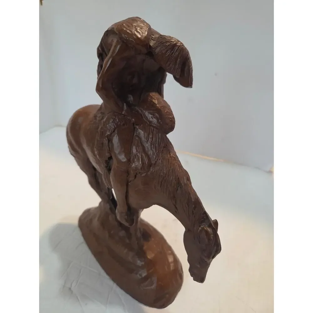 Vintage 1989 Red Mill Mfg End of the Trail Native American Horse Statue Decor